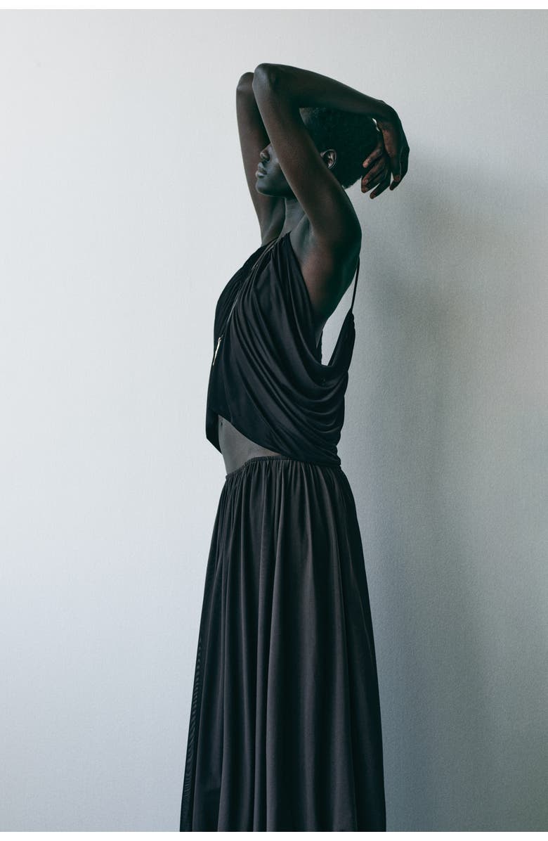 H&M Draped Strappy Top, Alternate, color, Dark Brown