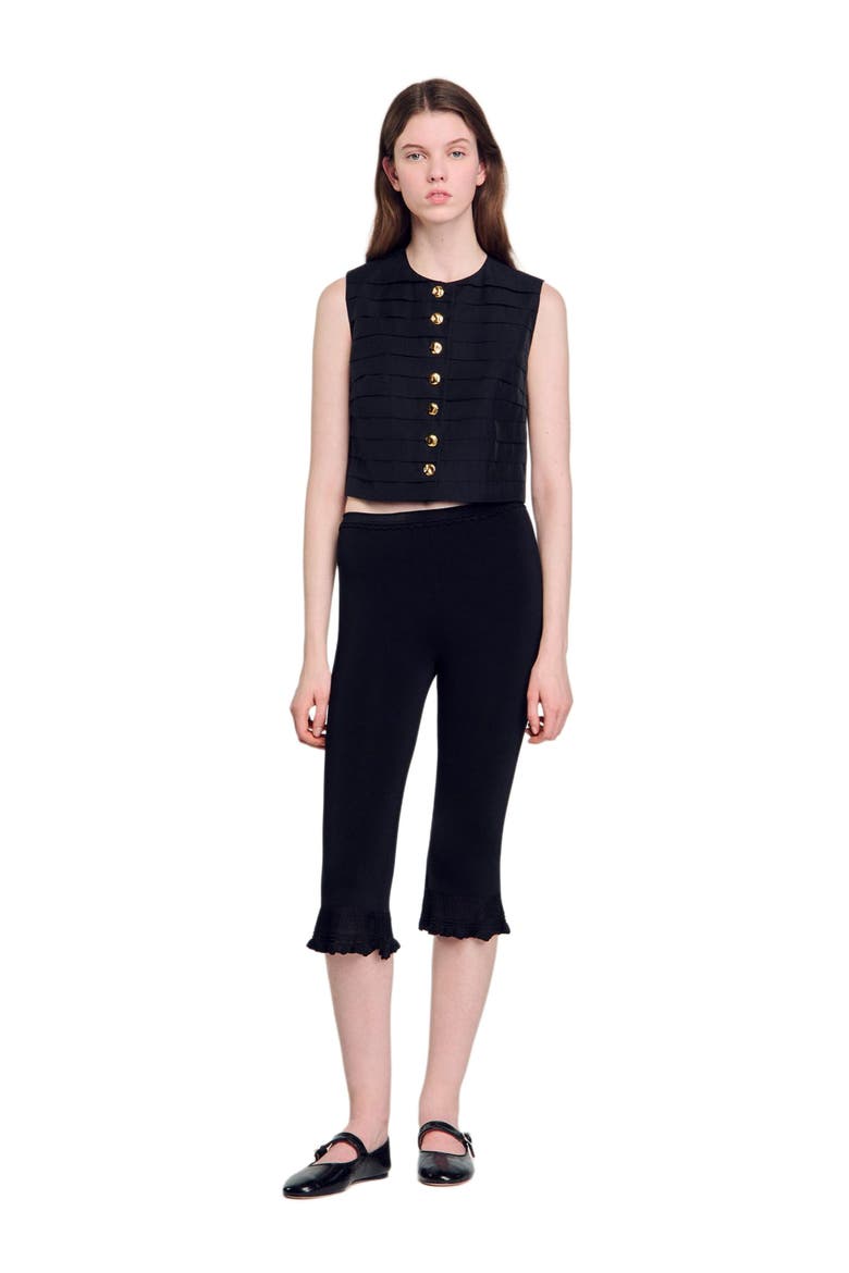 Pleated crop top, Alternate, color, Black