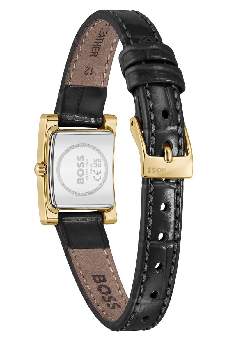 Lucy Precious Rectangular Watch, 18.5mm, Alternate, color, BLACK