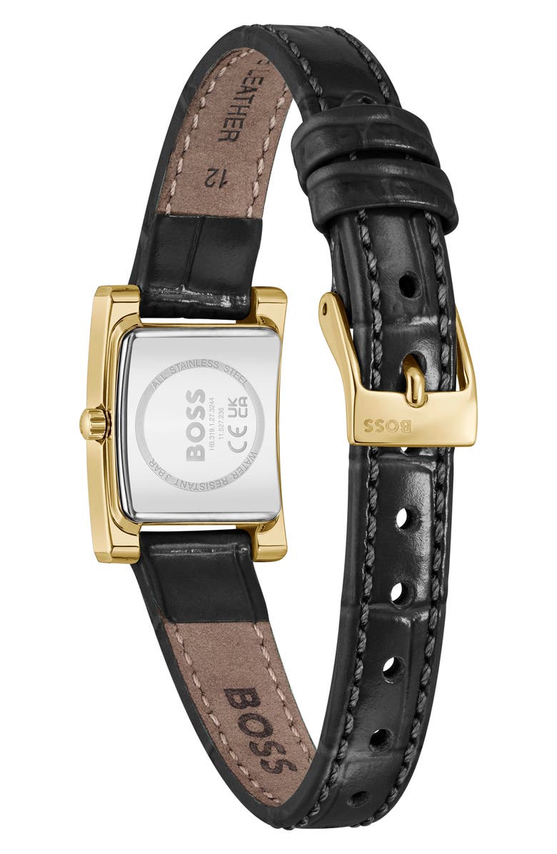 BOSS Lucy Precious Rectangular Watch, 18.5mm, Alternate, color, Black
