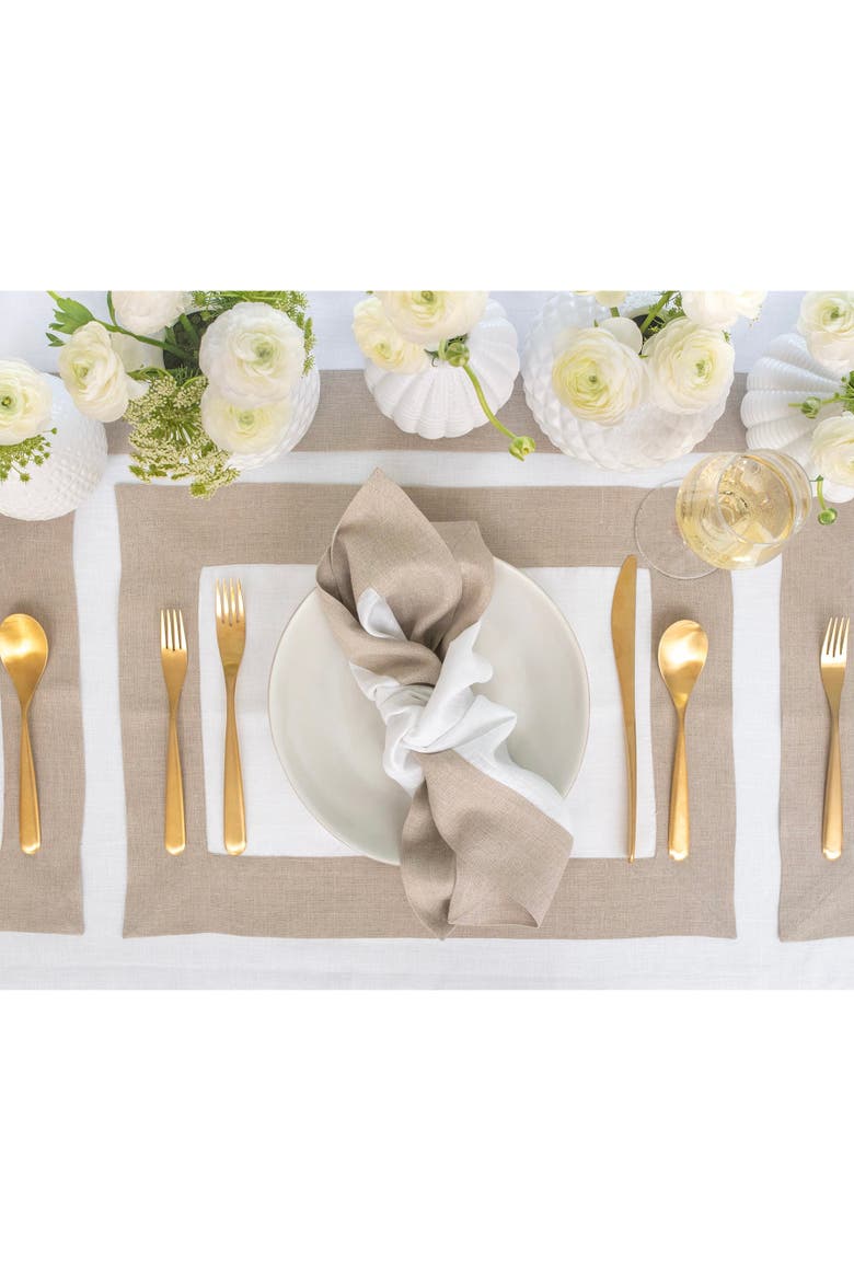 Linen Dinner Napkins Set of 4, 20 x 20" - Contempo, Alternate, color, Natural and White