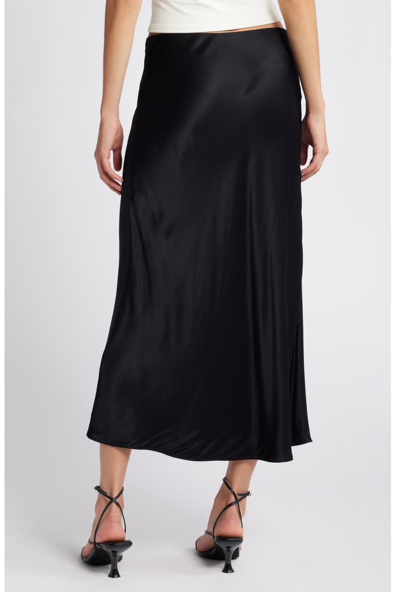Anya Satin Midi Skirt, Alternate, color, BLACK