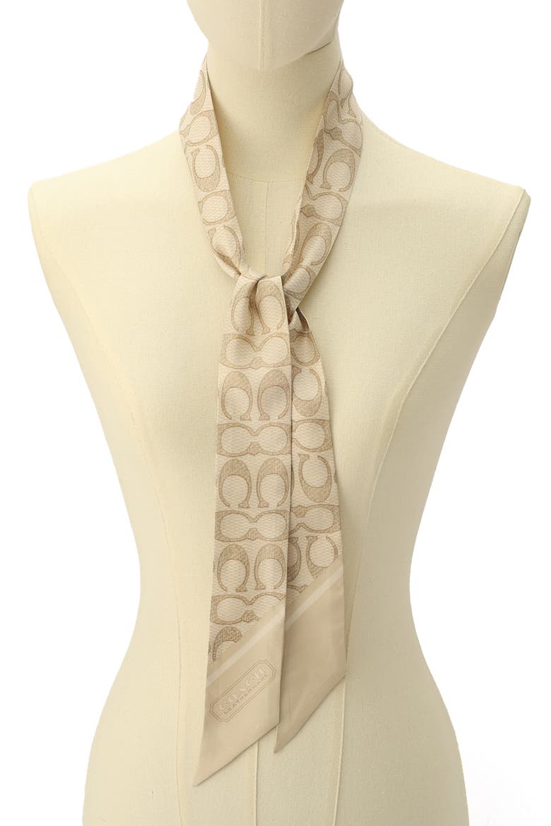 Textured Signature Logo Silk Scarf, Alternate, color, CHALK