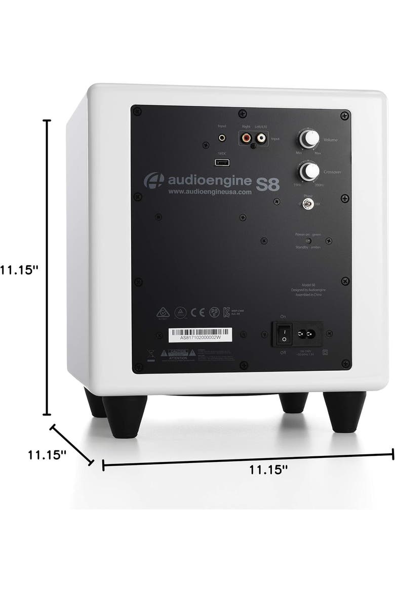 S8 250 Watt 8in Powered Subwoofer, Alternate, color, White