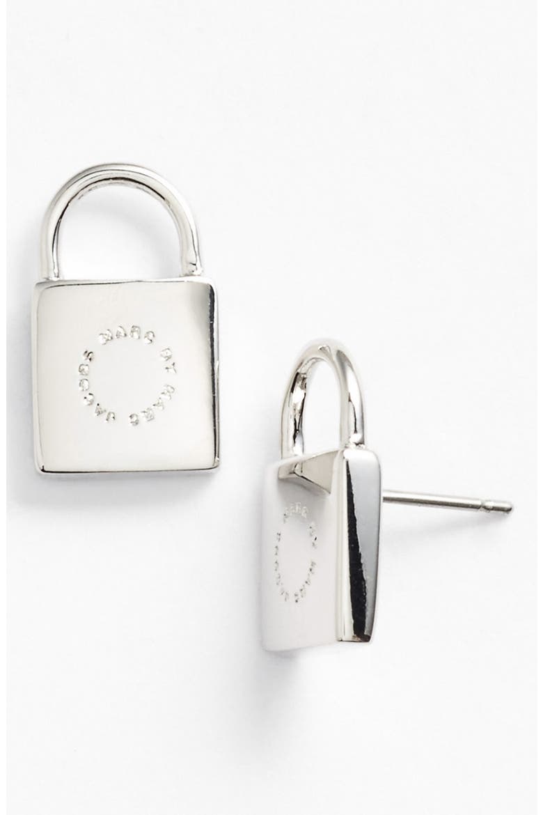 'Lock-In' Padlock Stud Earrings, Main, color, ARGENTO