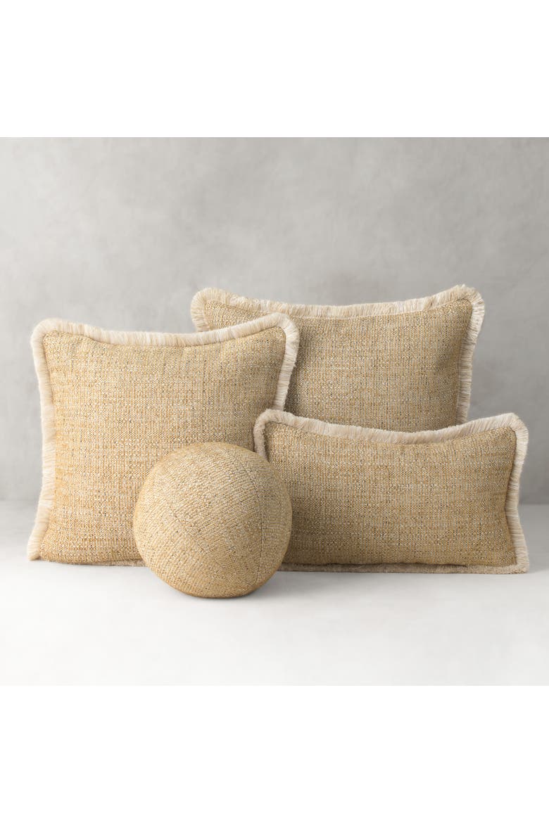 Golden Hour Textured Fringed Indoor & Outdoor Woven Accent Pillow, Alternate, color, Fringed