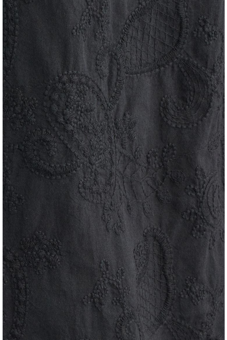 Paisley Embroidered Cotton Camp Shirt, Alternate, color, BLACK