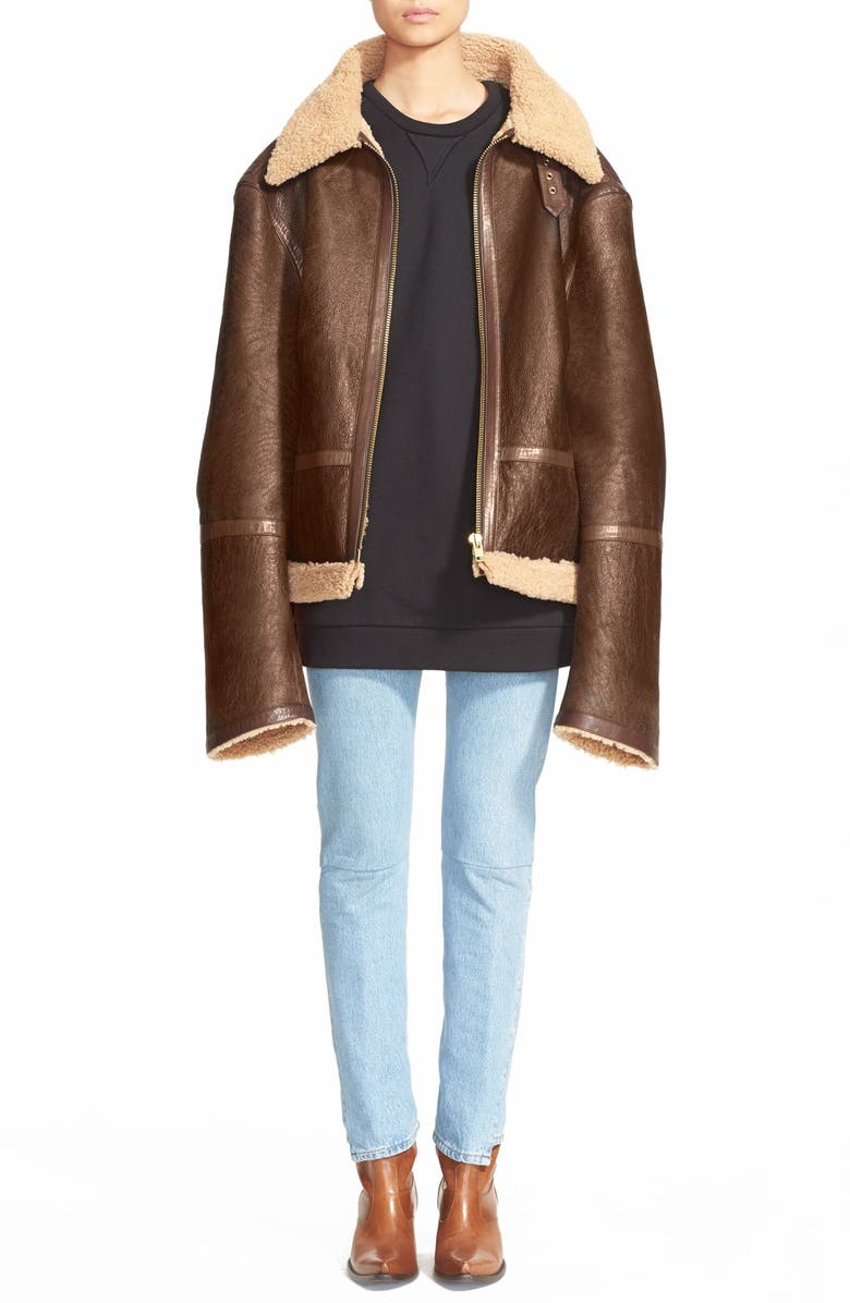 VETEMENTS Long Convertible Genuine Shearling Coat, Alternate, color,