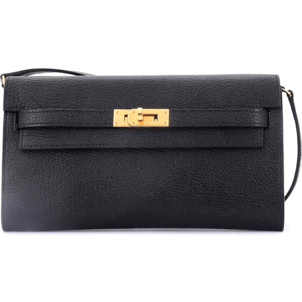 Pre-owned Hermes Hermes Kelly To Go Wallet Chevre Mysore In Black