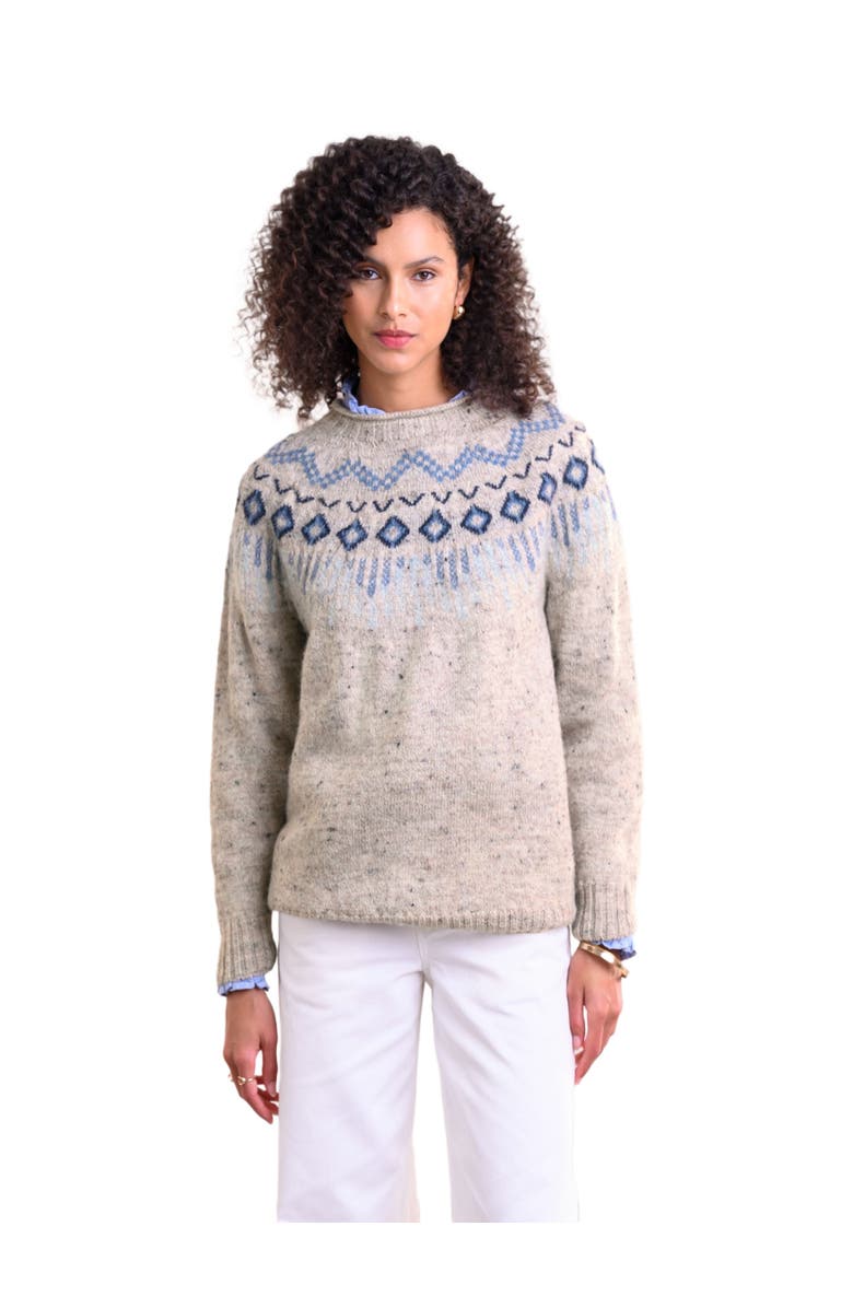 Celtic & Co. British Wool Fair Isle Sweater, Main, color, Oatmeal Fleck