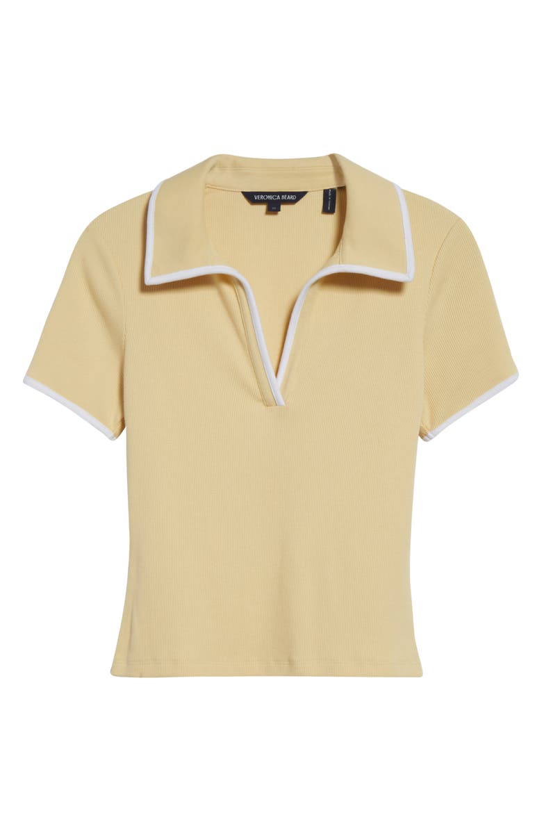 Veronica Beard Kearney Contrast Trim Rib Polo, Alternate, color, Chamomile