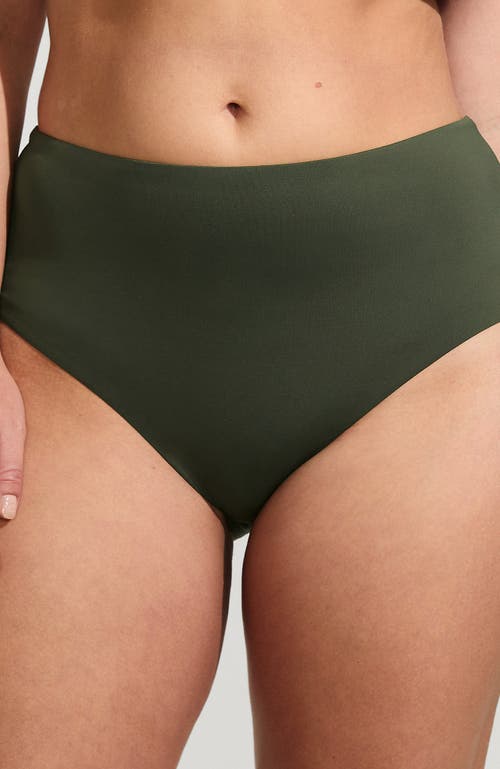 Lands' End Plus Size Mid Rise Classic Bikini Bottoms In Rich Olive Green