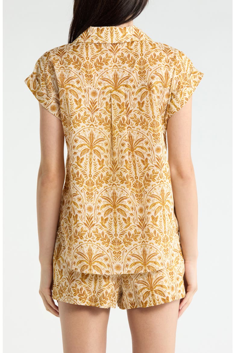 Calina Tropical Cory Button-Up Top, Alternate, color, CREAM-BROWN