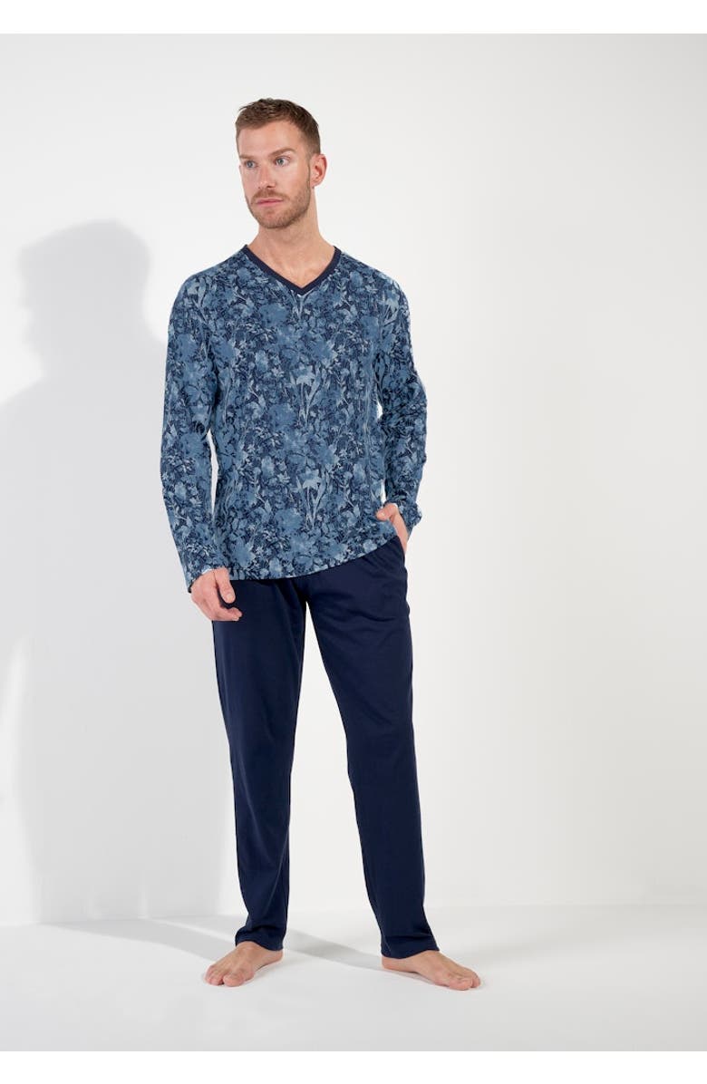 HOM Compiegne Long Pajama Set, Alternate, color, Navy Print