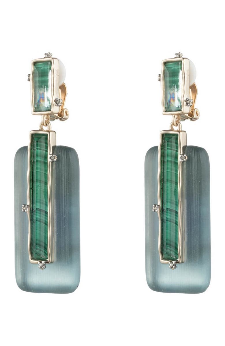 Alexis Bittar 10K Gold Plated Stone Retro Drop Clip-On Earrings, Alternate, color,