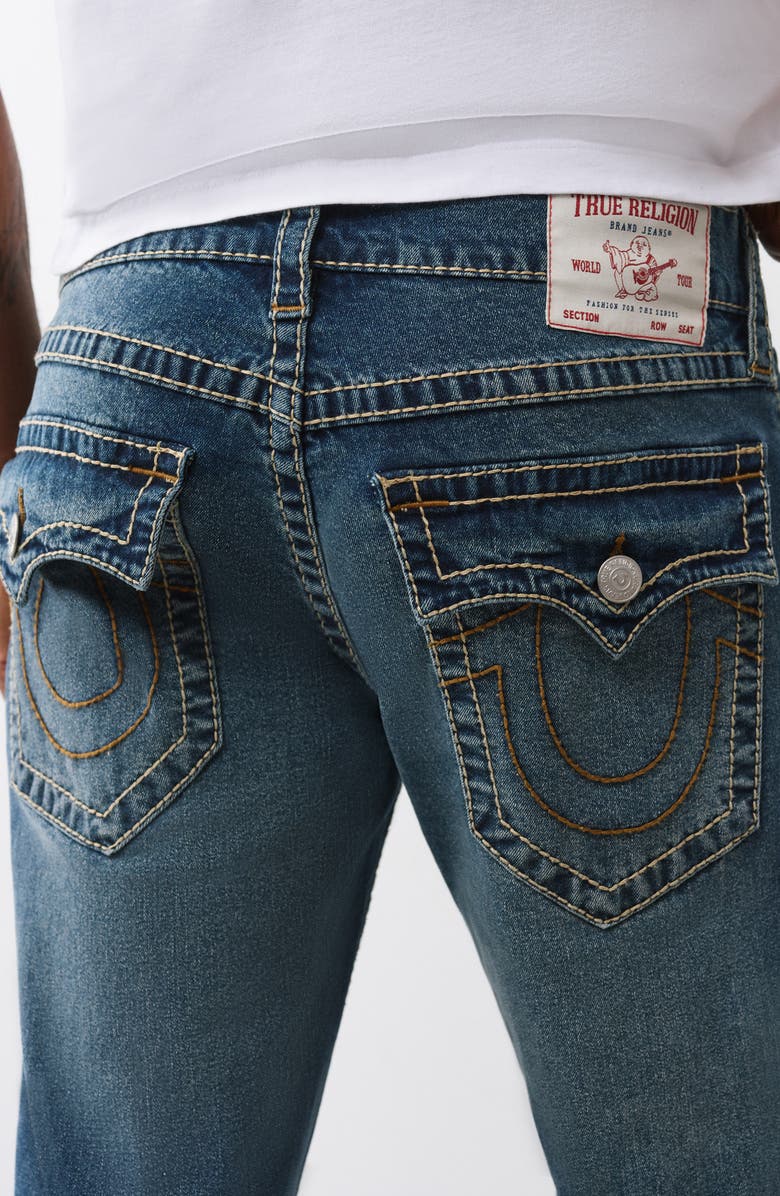 True Religion Geno Big T Flap Pocket Slim Jeans, Alternate, color, Medium Cozy Fireside Wash