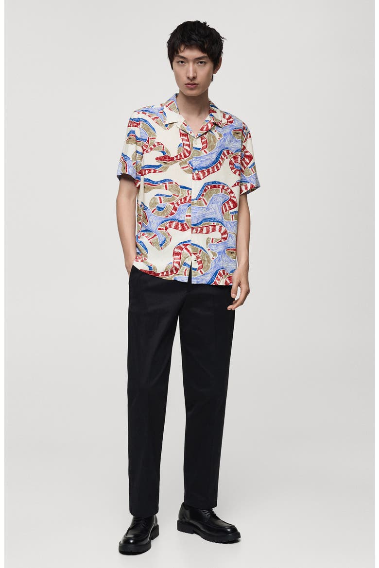 Regular Fit Print Camp Shirt, Alternate, color, RED