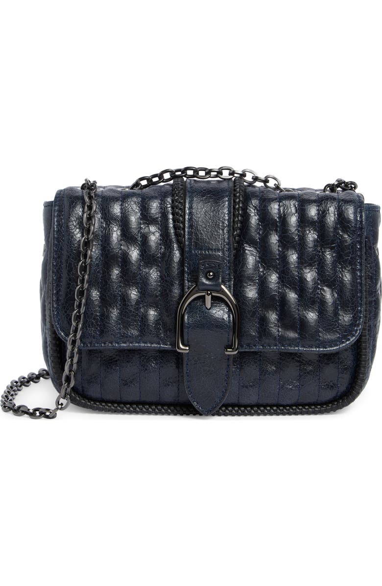 Longchamp Amazone Matelasse Leather Crossbody Bag, Main, color, Navy