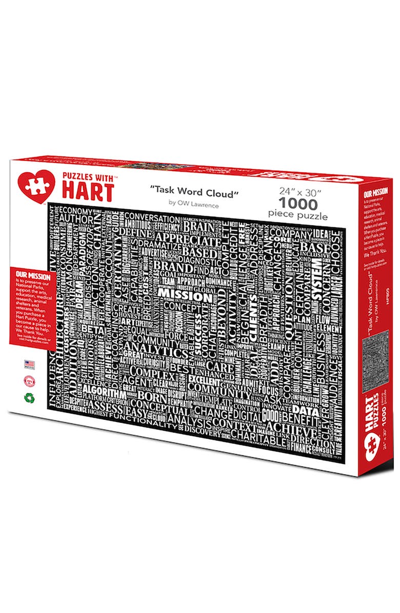 Hart Puzzles Puzzles Task Word Cloud by OW Lawrence 1000 Piece Puzzle, Main, color, Multicolored