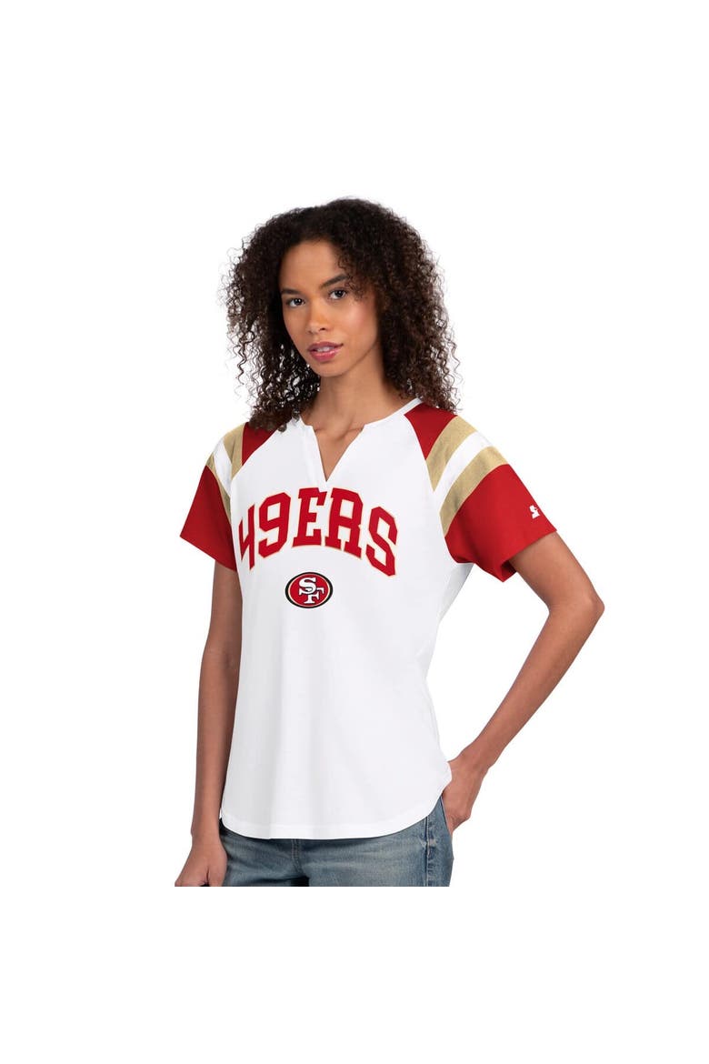 Women's Starter  White San Francisco 49ers Game On Notch Neck T-Shirt, Main, color, White