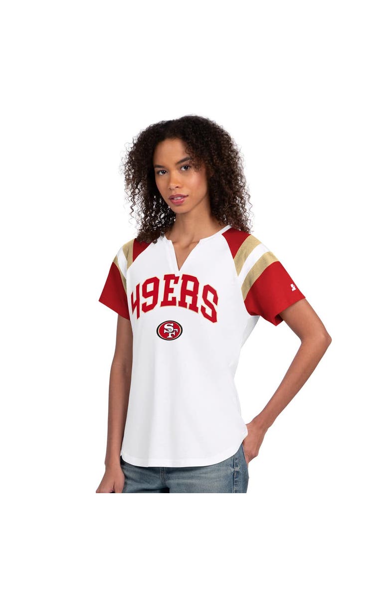 STARTER Women's Starter White San Francisco 49ers Game On Notch Neck T-Shirt, Main, color, White