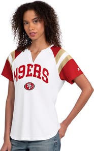 STARTER Women's Starter White San Francisco 49ers Game On Notch Neck T-Shirt