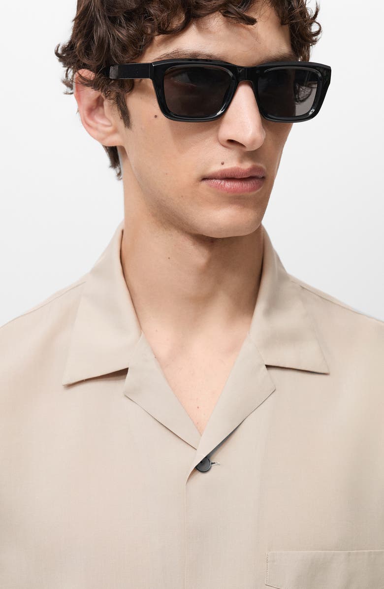 MANGO Regular Fit Lyocell Camp Shirt, Alternate, color, Sand