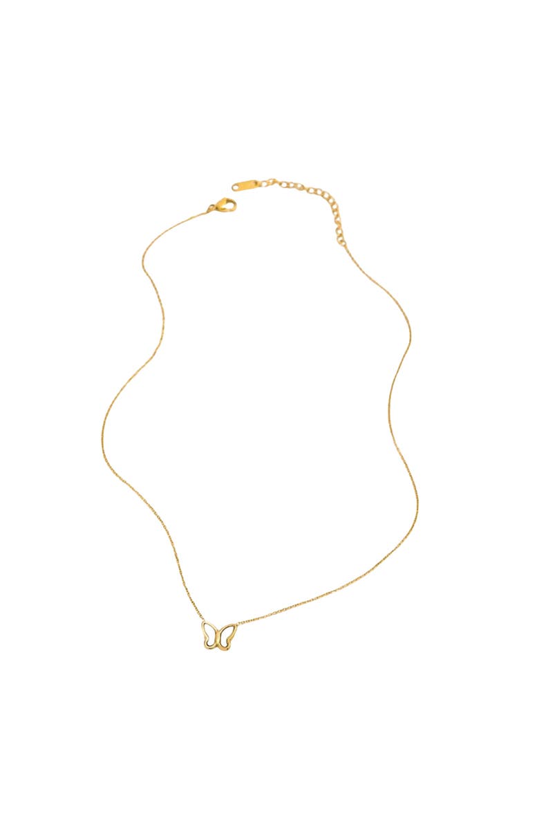 Hollywood Sensation Gold Butterfly Pendant Necklace with Mother of Pearl Inlay, Alternate, color, Gold