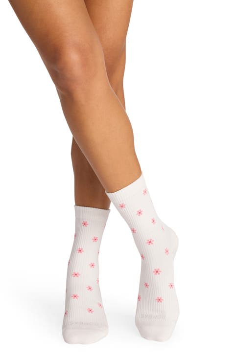 Tossed Flowers Supima® Rib Quarter Socks