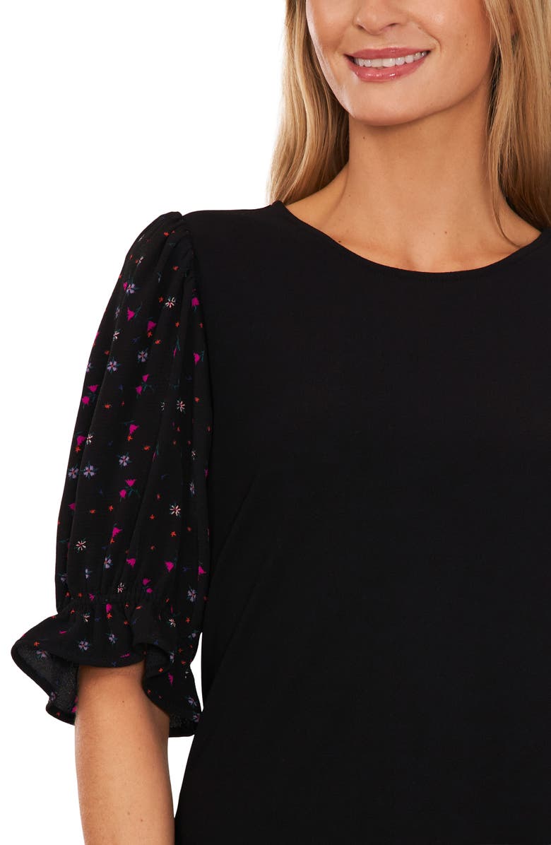 CeCe Mixed Media Puff Sleeve Top, Alternate, color, 