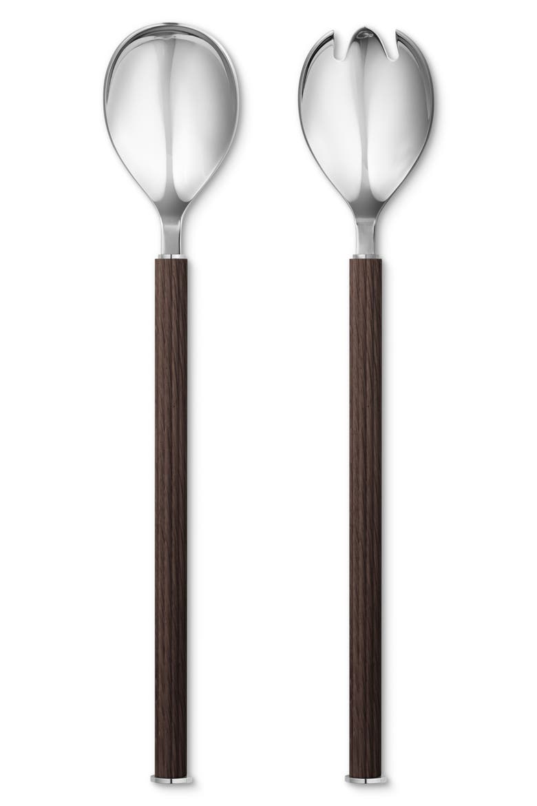 Bernadotte Wood Salad Serving Set, Main, color, SILVER/ BROWN