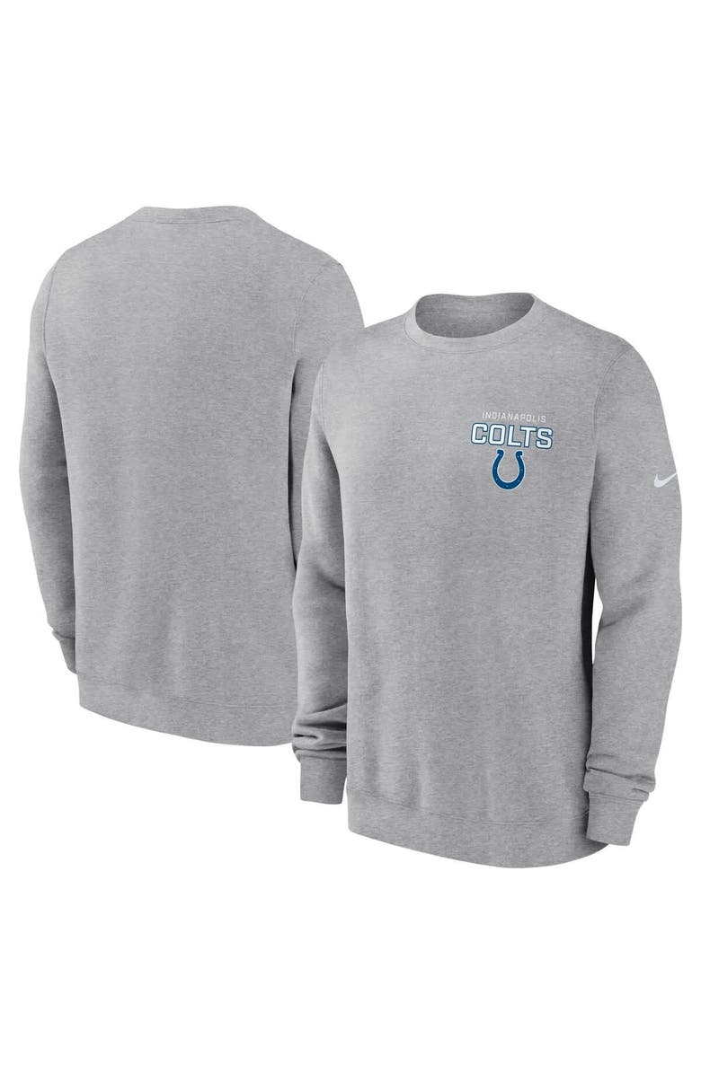 Nike Men's Nike Heather Gray Indianapolis Colts Primetime Club Fleece Pullover Sweatshirt, Main, color, Heather Gray