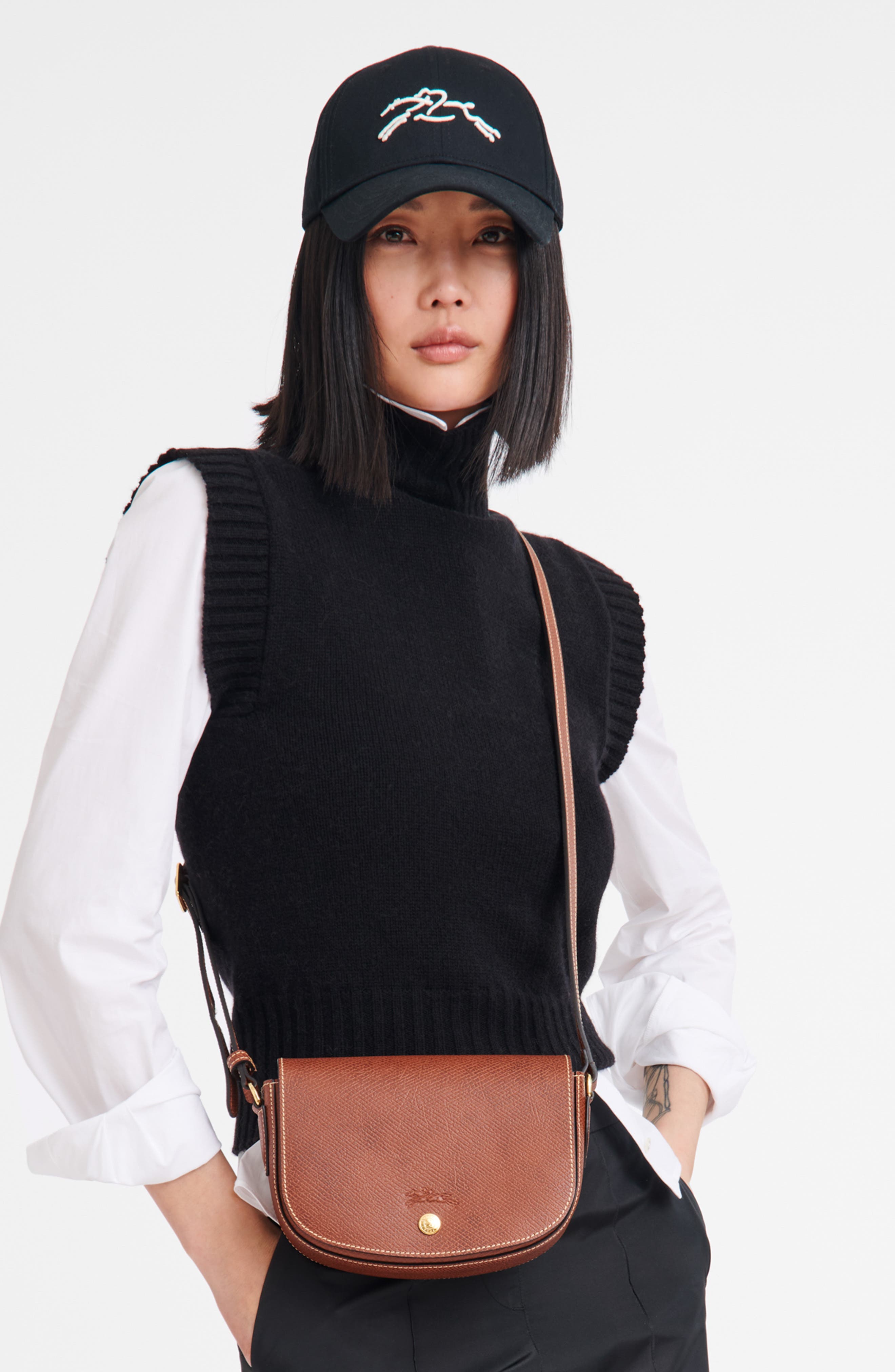 Épure Leather Crossbody Bag, Alternate, color, BROWN