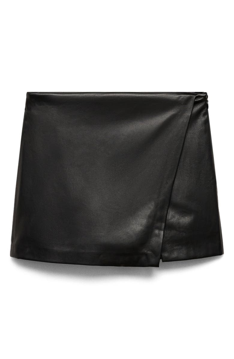 MANGO Faux Leather Wrap Miniskort, Alternate, color,