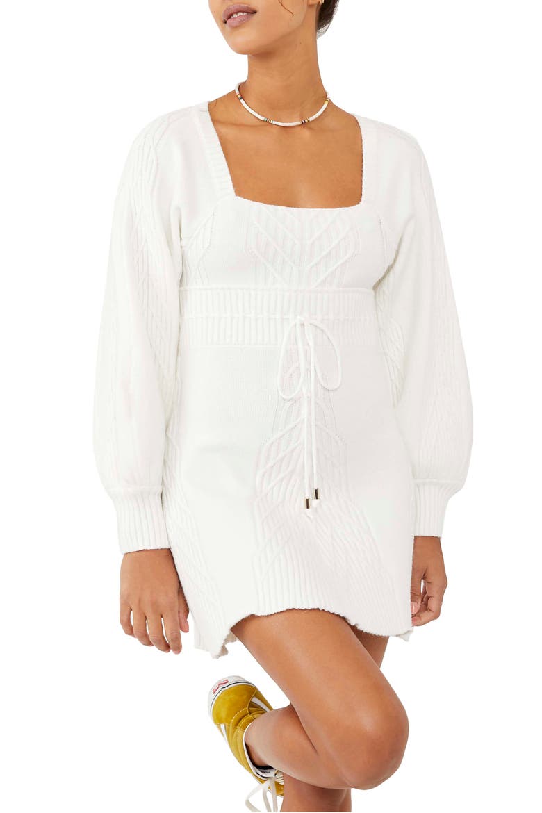 Emmaline Long Sleeve Sweater Dress, Main, color, WHITE