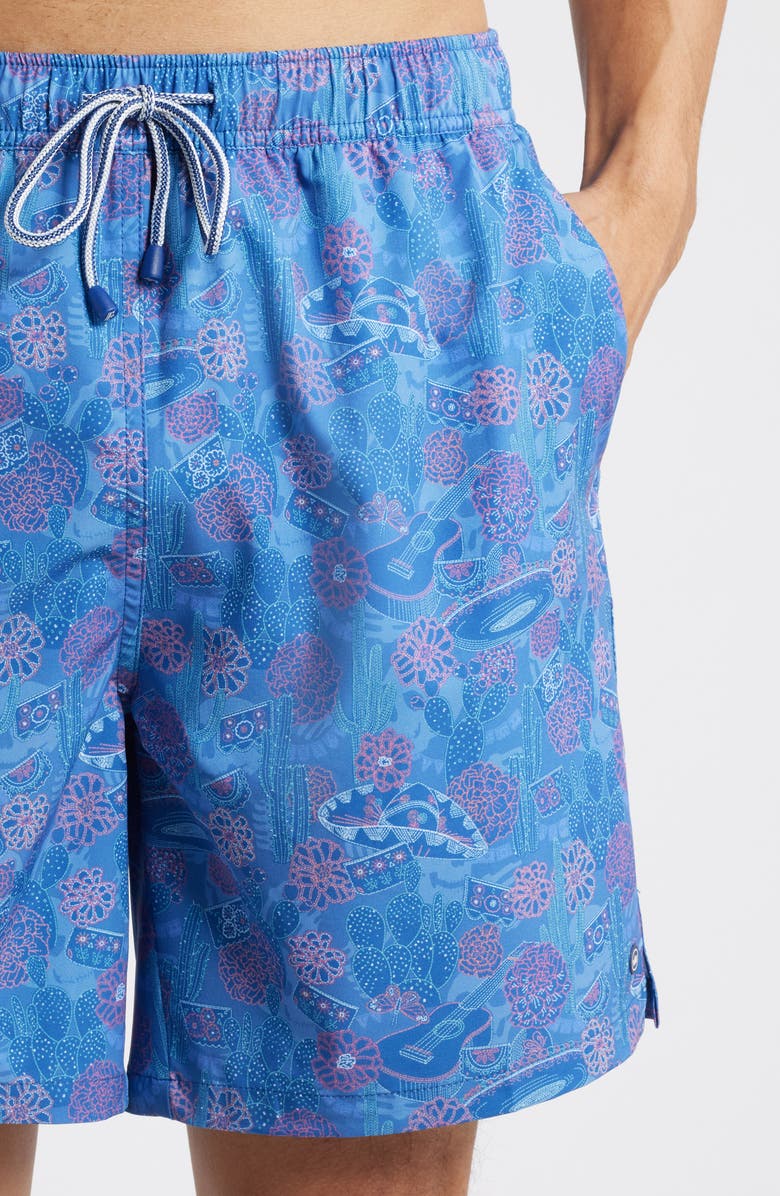 Peter Millar Day of the Dead Swim Trunks, Alternate, color, Sailor Blue