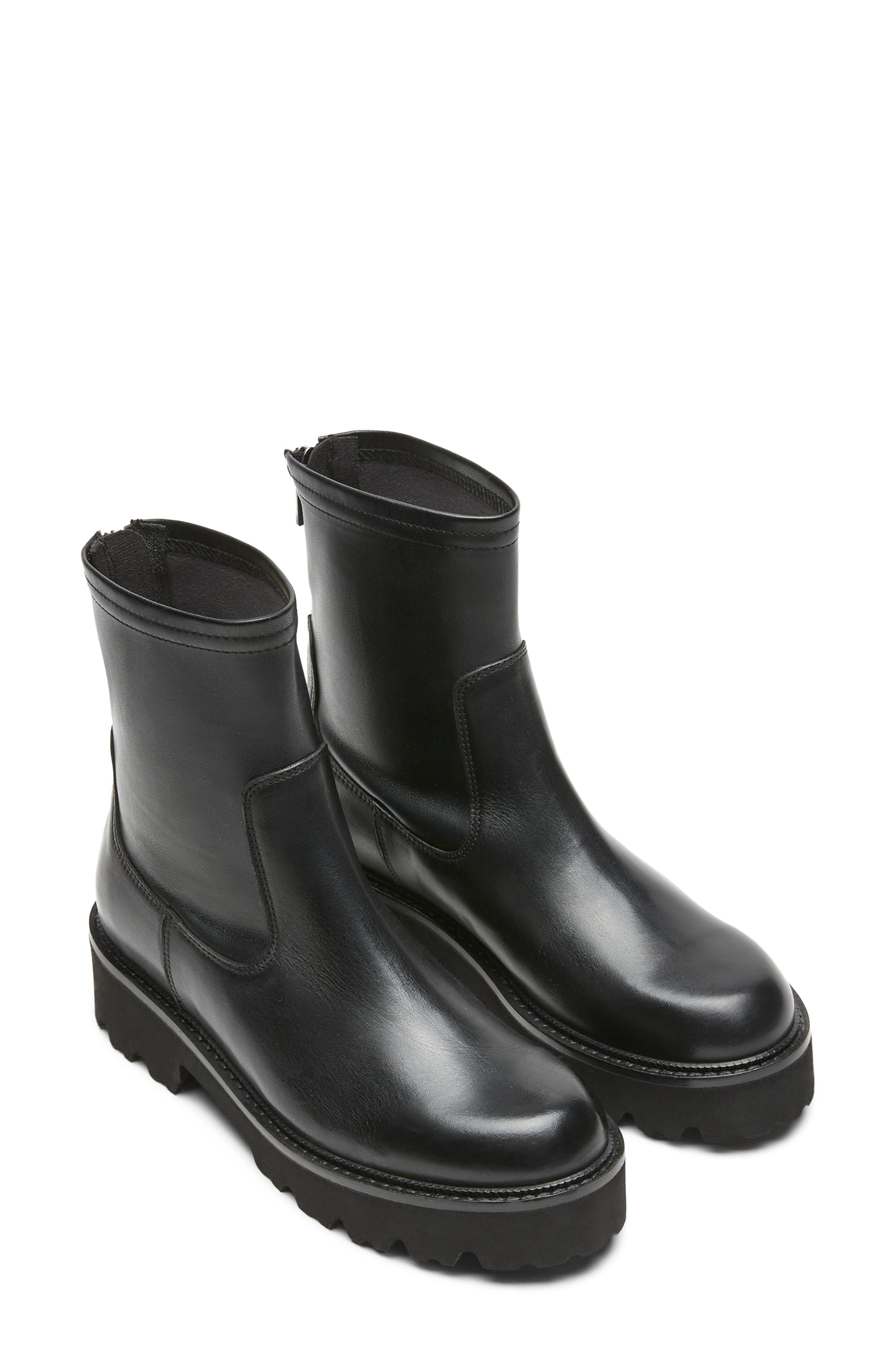 Adventure Leather Platform Bootie, Alternate, color, BLACK LEATHER