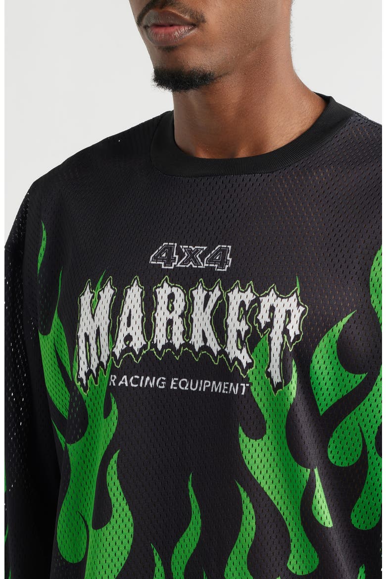 Toxic Flames Long Sleeve Mesh T-Shirt, Alternate, color, BLACK/ GREEN