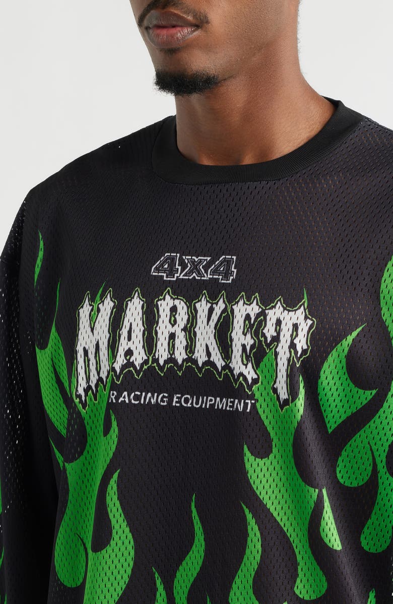 MARKET Toxic Flames Long Sleeve Mesh T-Shirt, Alternate, color, Black/ Green