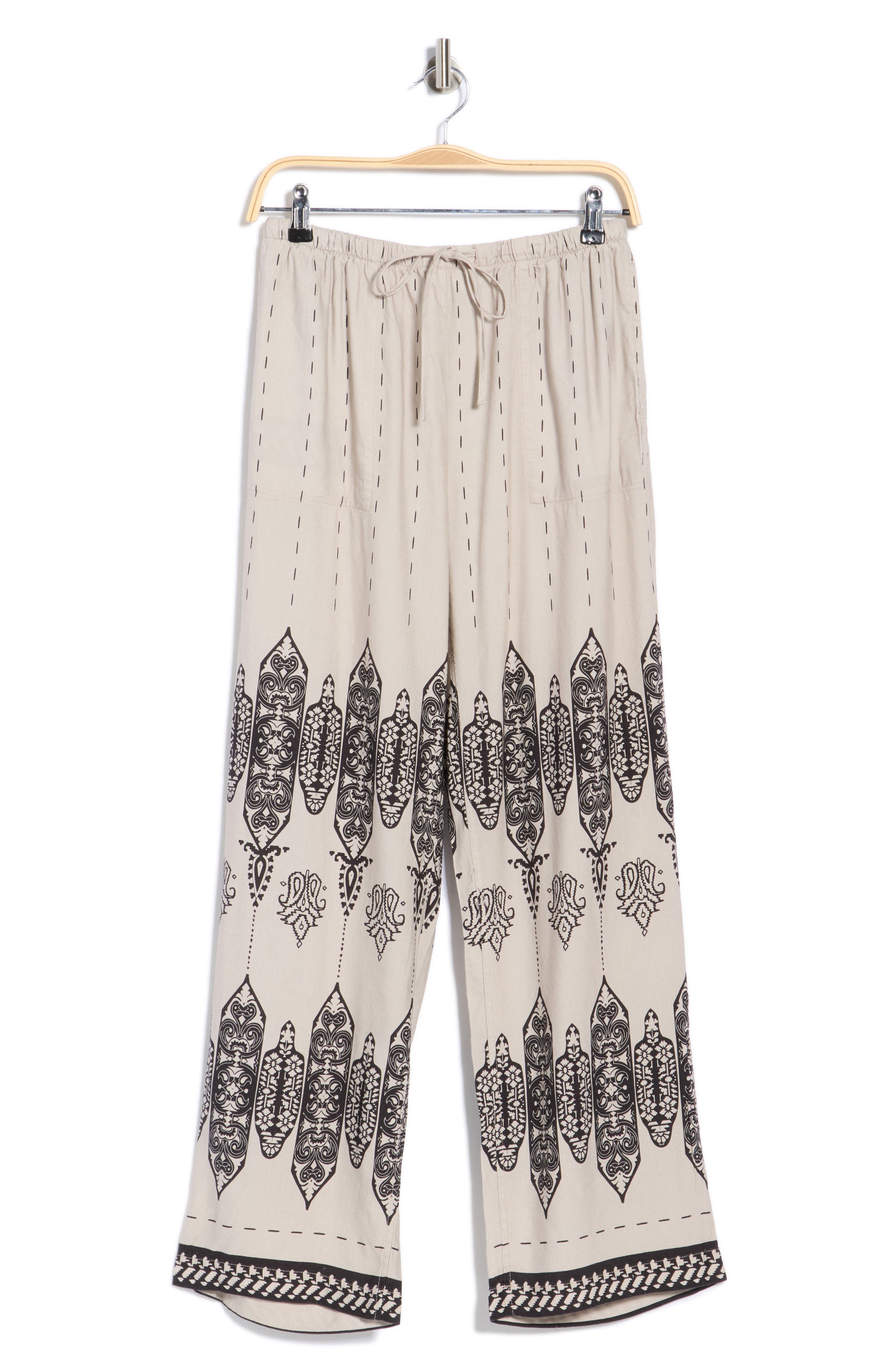 Joie Printed Wide Leg Linen Blend Pants