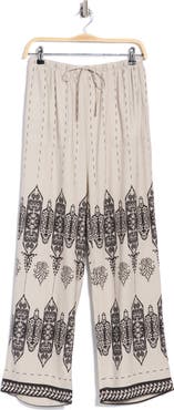 Joie Printed Wide Leg Linen Blend Pants