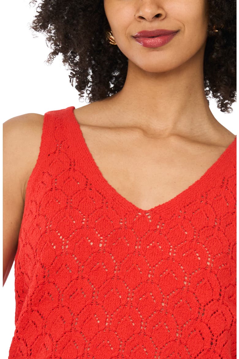 Cotton Blend Pointelle Tank, Alternate, color, LOBSTER RED