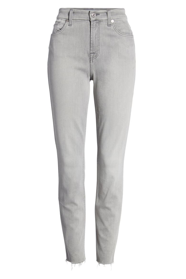 7 For All Mankind® b(air) High Waist Raw Hem Ankle Skinny Jeans, Alternate, color, BAIR PURE SOFT GREY