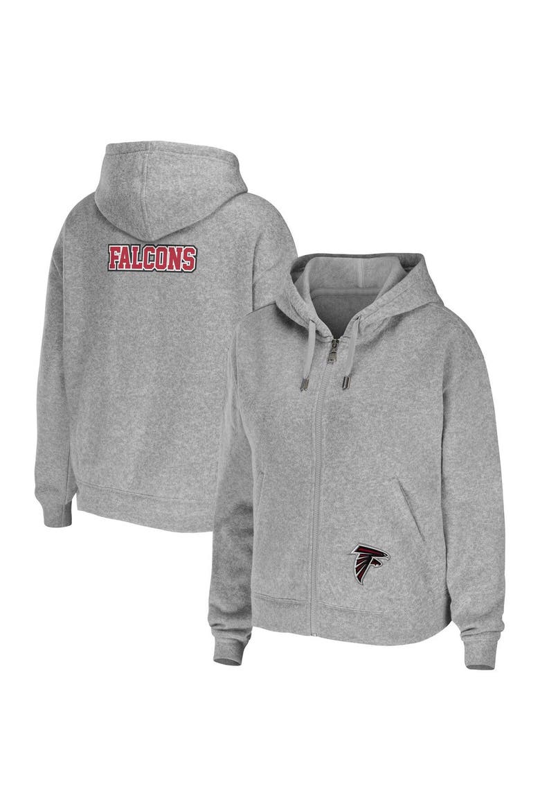 Women's WEAR by Erin Andrews Heathered Gray Atlanta Falcons Team Full-Zip Hoodie, Main, color, Heather Gray