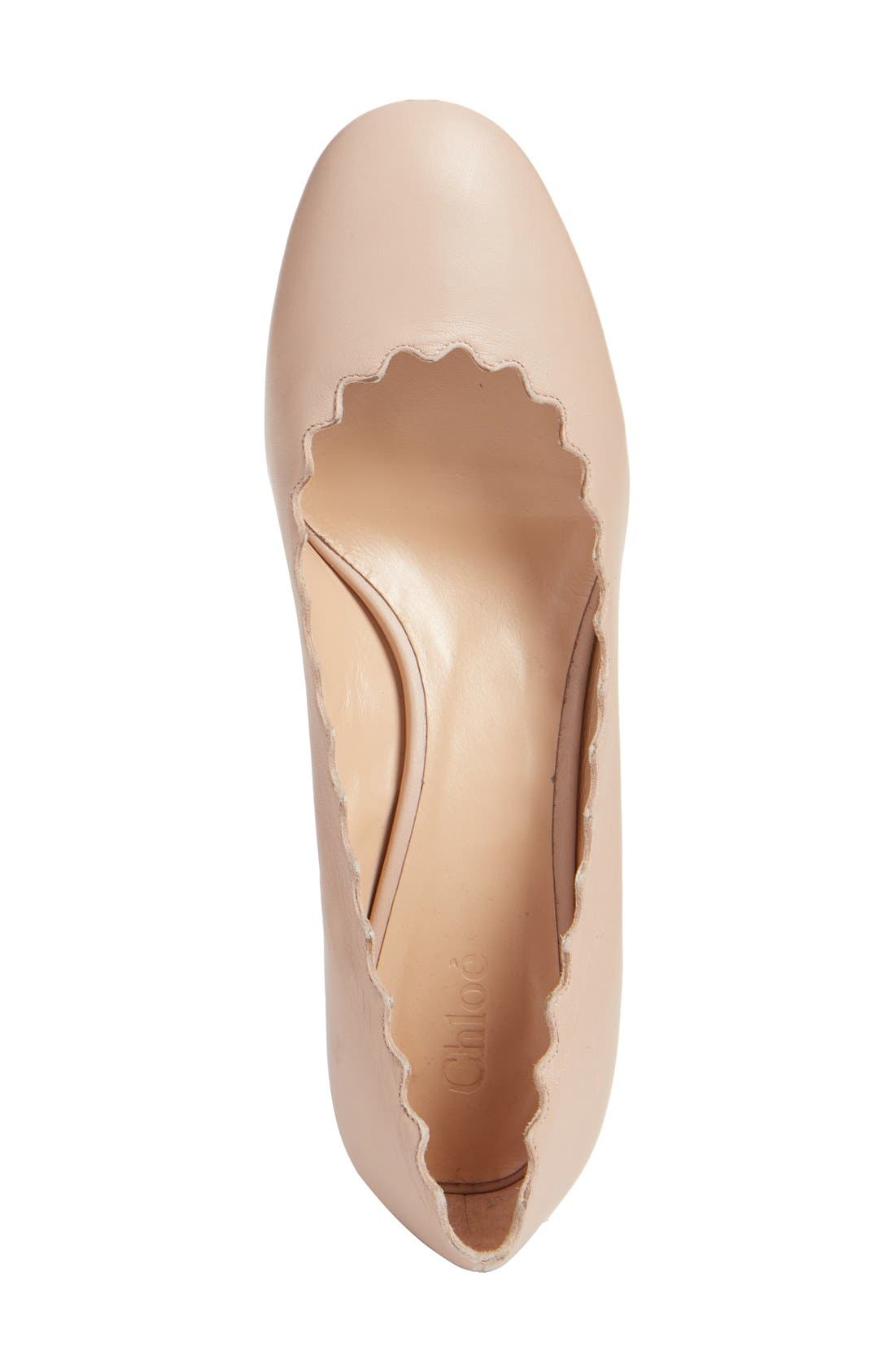 Chloé Lauren Scalloped Pump, Alternate, color, Pink Tea Leather