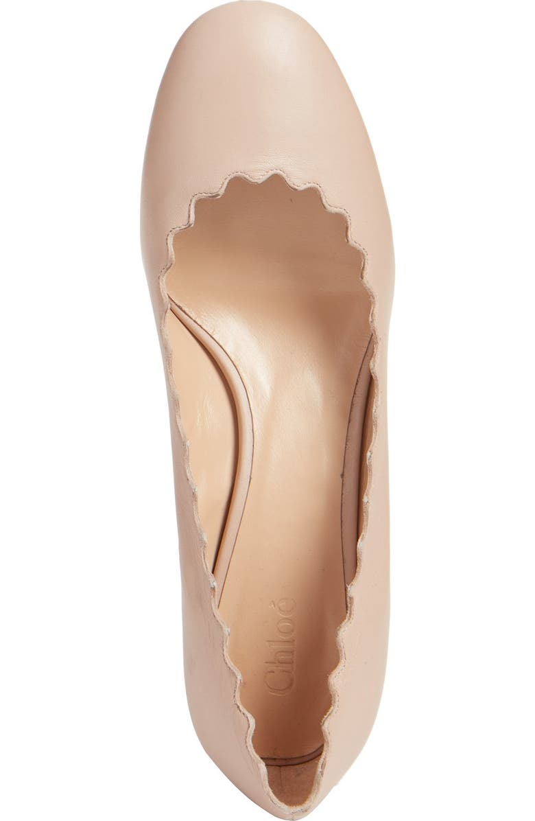 Chloé Lauren Scalloped Pump, Alternate, color, Pink Tea Leather