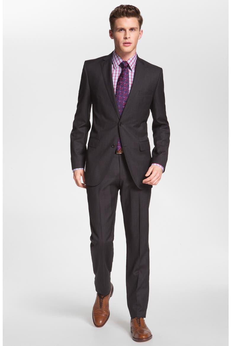 'Jam/Sharp' Trim Fit Dark Grey Suit, Main, color, DARK GREY