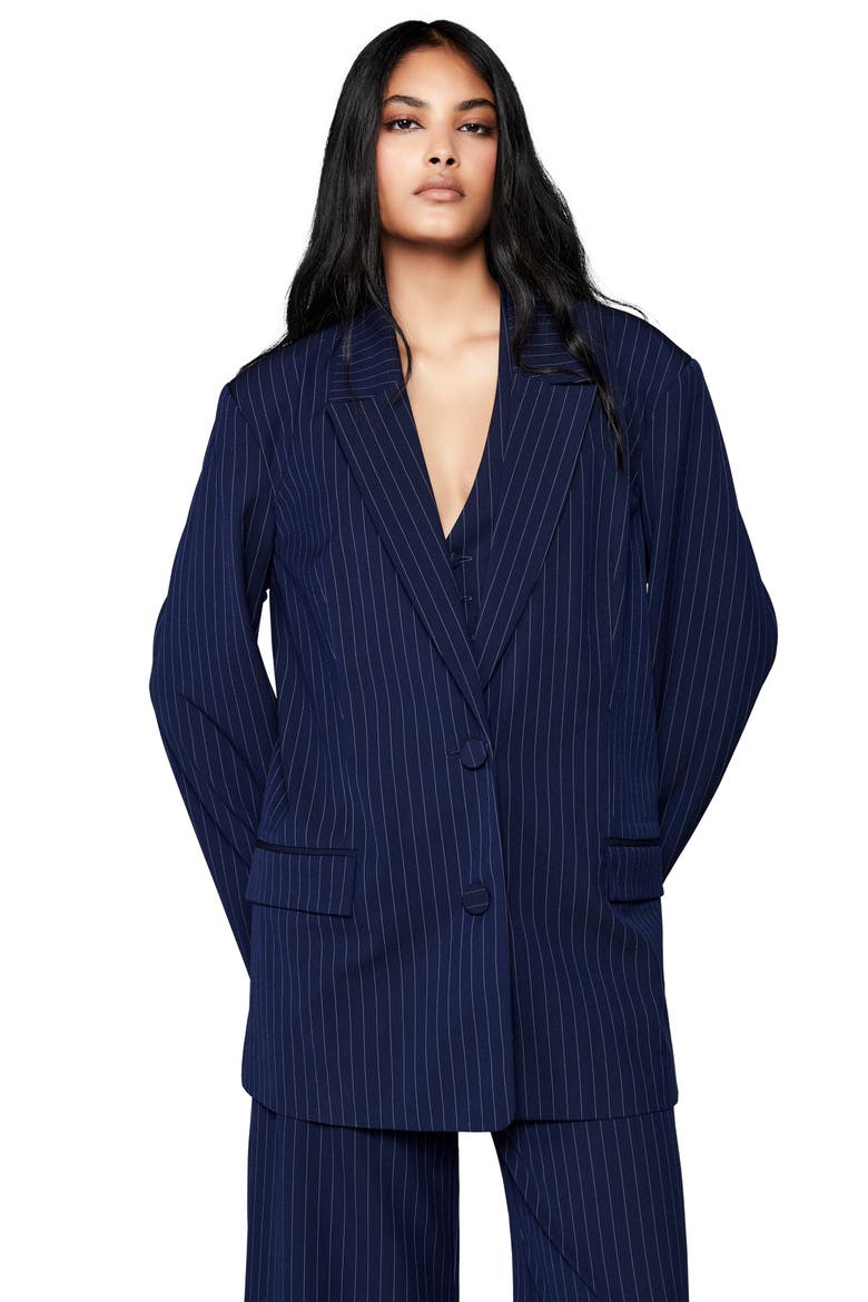 Pinstripe Blazer, Alternate, color, NAVY STRIP