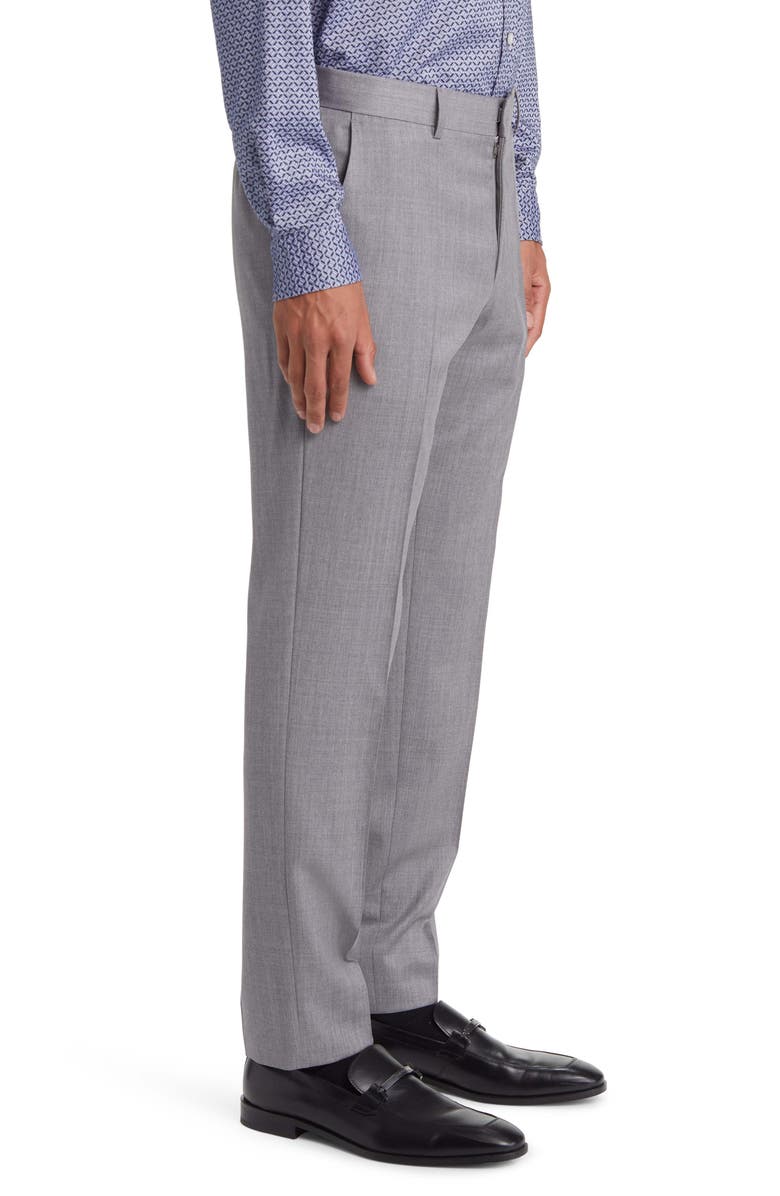 BOSS Genius Slim Fit Flat Front Wool Dress Pants, Alternate, color, Charcoal Grey