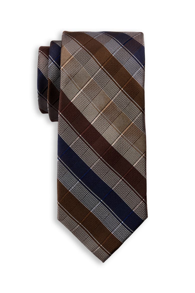 Big & Tall Plaid Tie, Main, color, BROWN